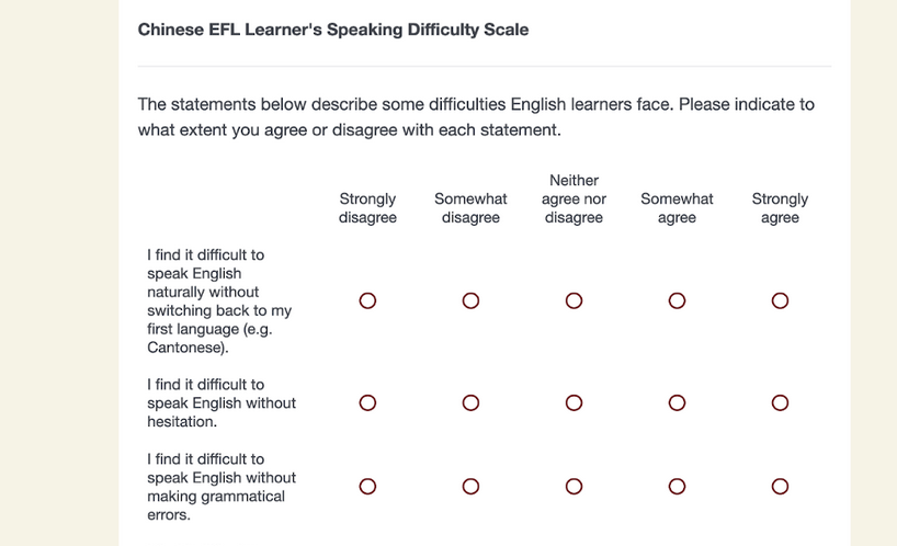 Pre- and post-survey example