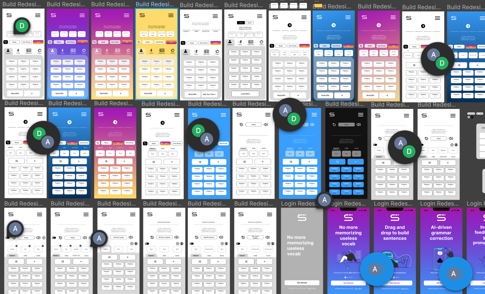 UI wireframes grid